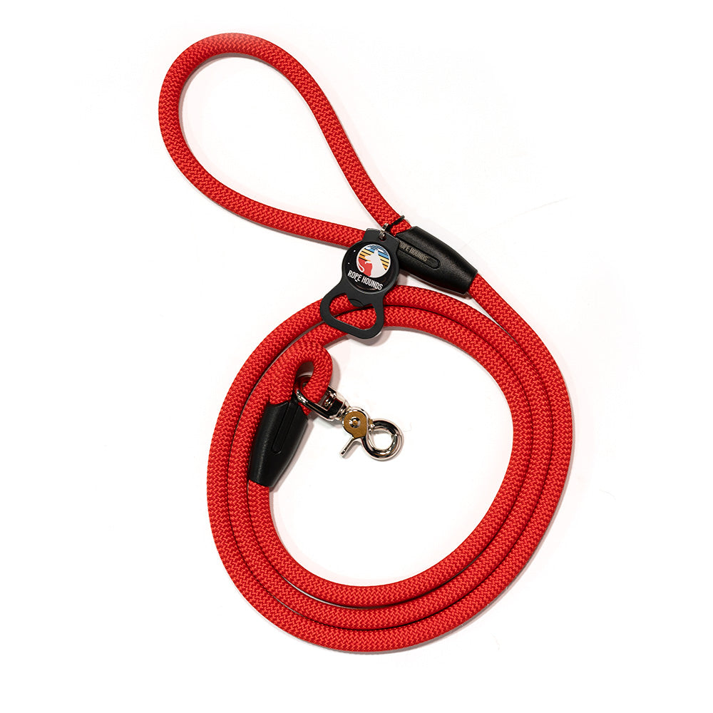 Rope Hounds Classic Adventure Dog Leash Red - Technical View