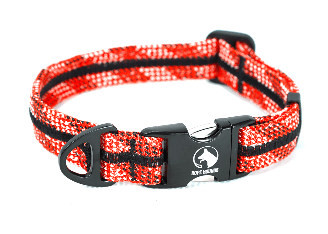 Rope Hounds red climbing rope dog collar