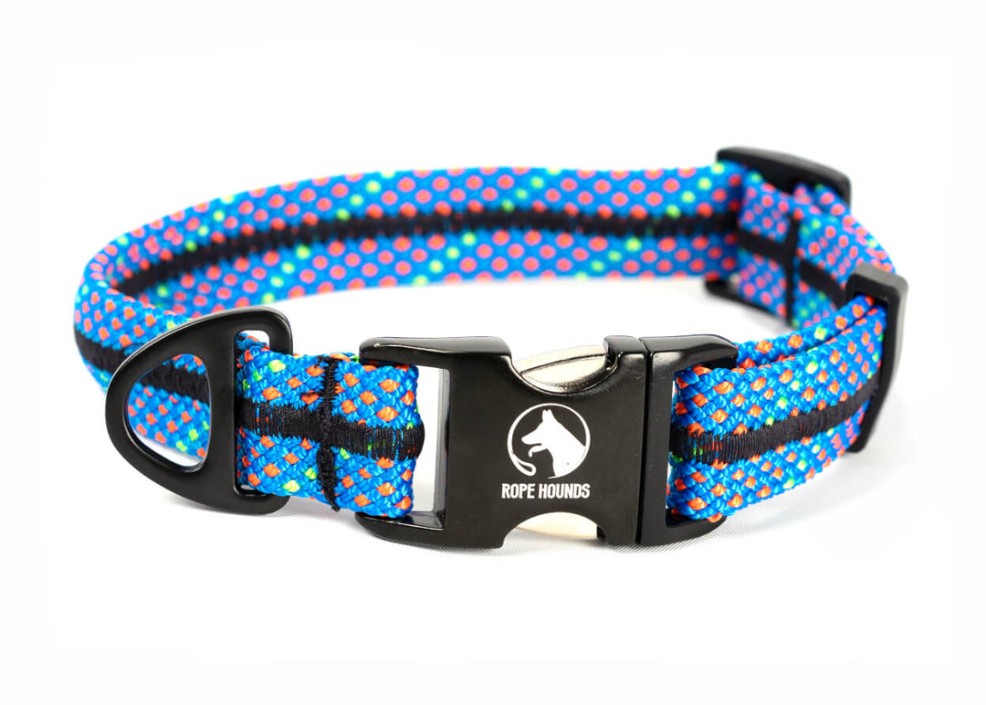 Rope Hounds blue climbing rope dog collar