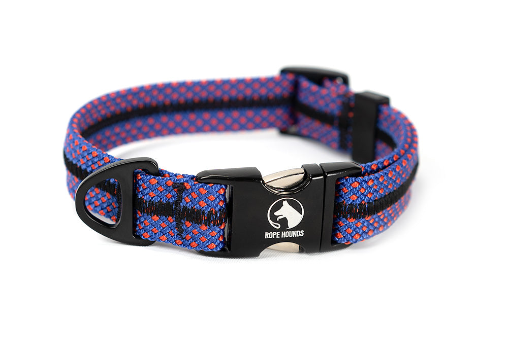 Rope Hounds blue climbing rope dog collar