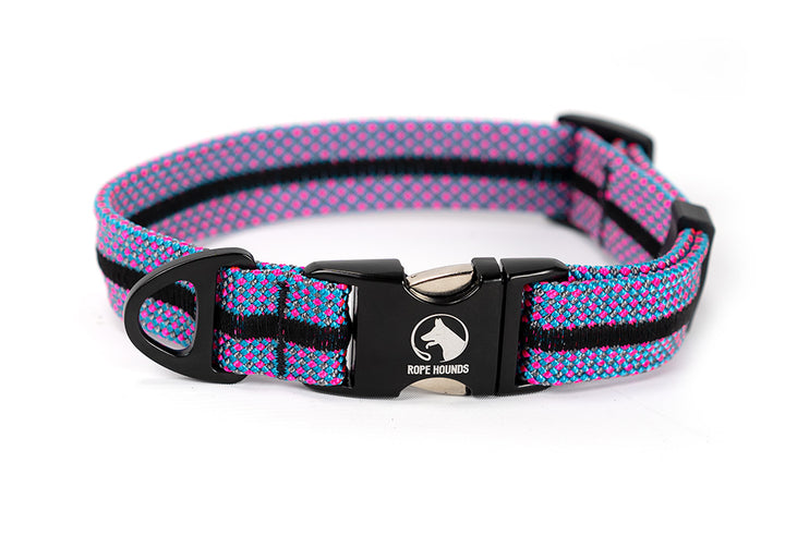 Rope Hounds pink and purple durable dog collar