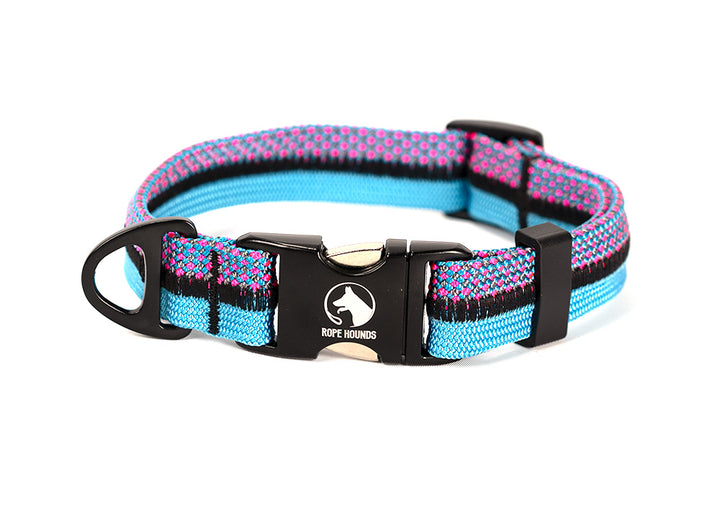 Cotton Candy summer limited edition dog collar in blue and pink