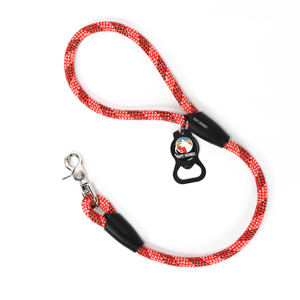 Rope Hounds 2 foot red climbing rope dog leash