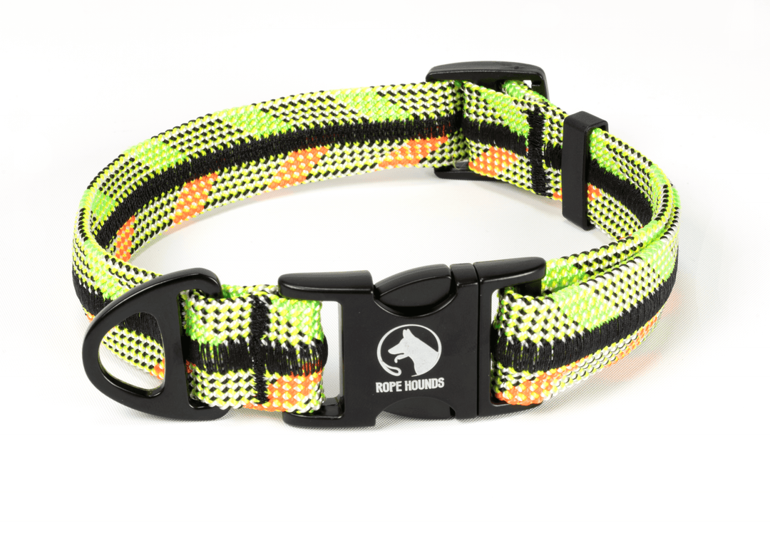 Rope Hounds colorful climbing rope dog collar
